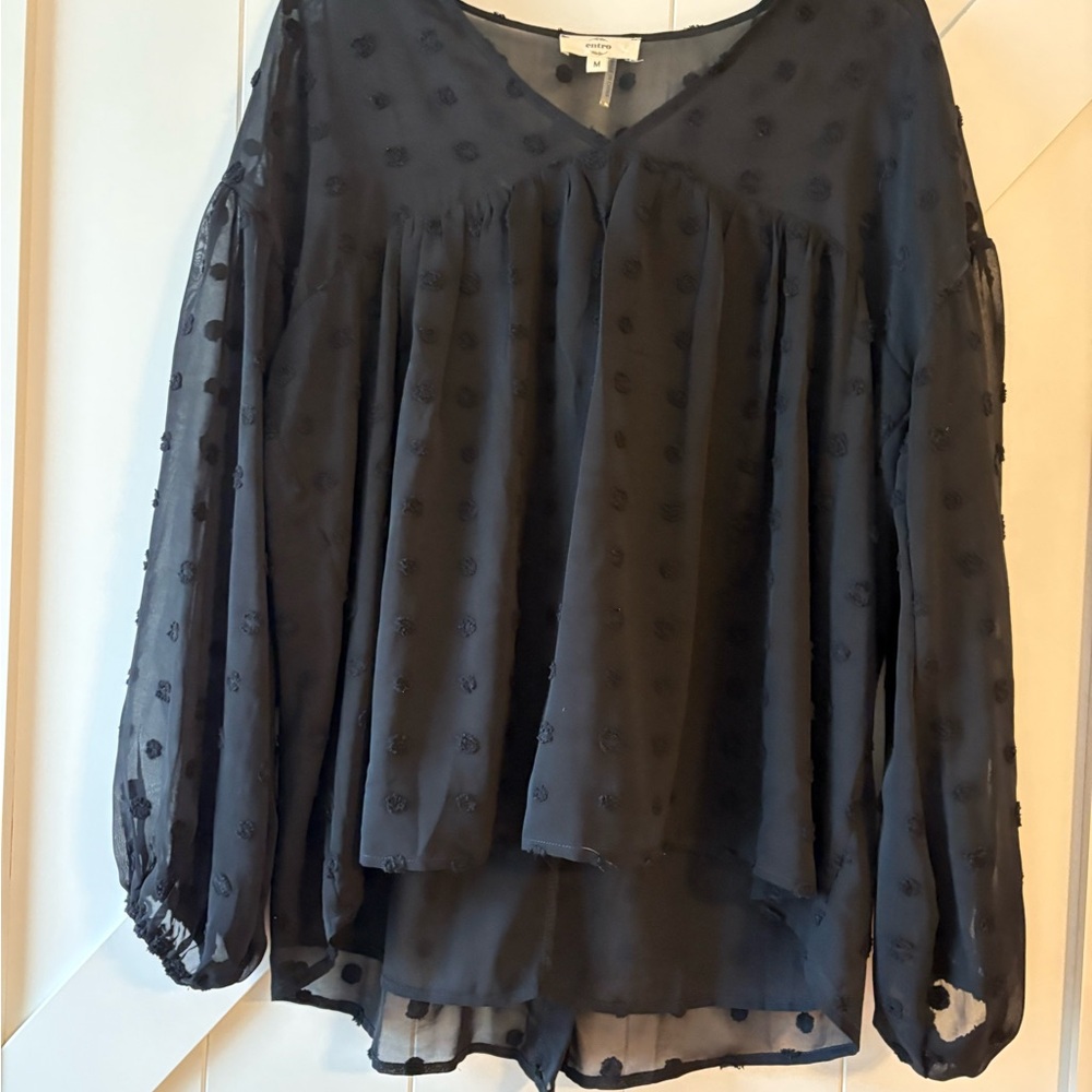 Elegant Black Sheer Women's Top